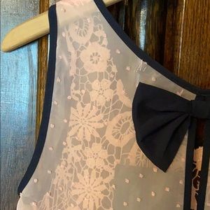 Pink navy small Ryu lace tank